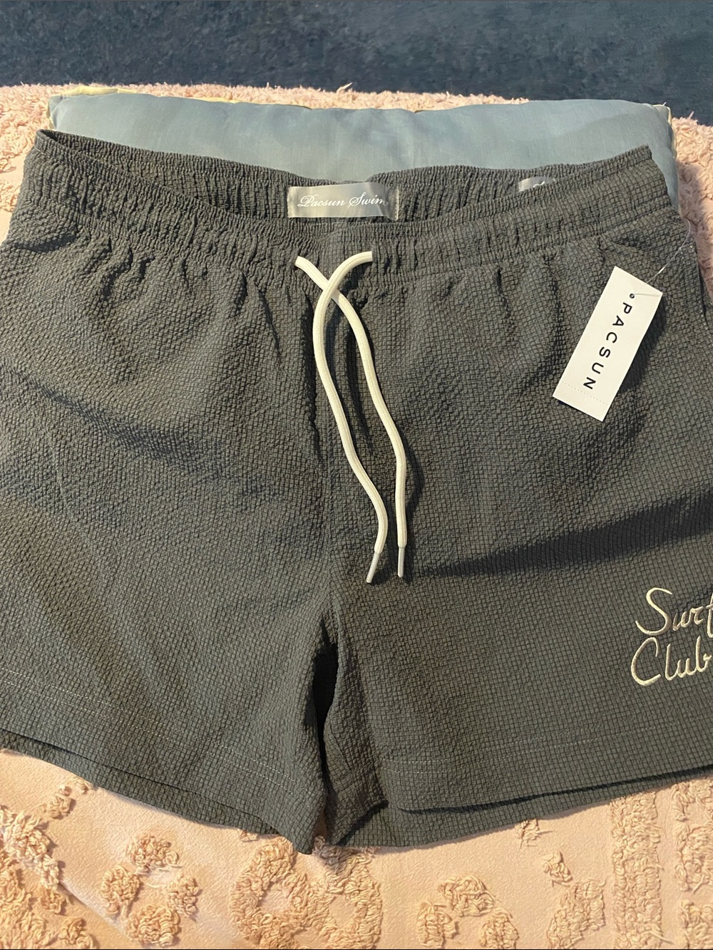 PacSun Men’s Gray Surf Club Waffle Swim Trunks